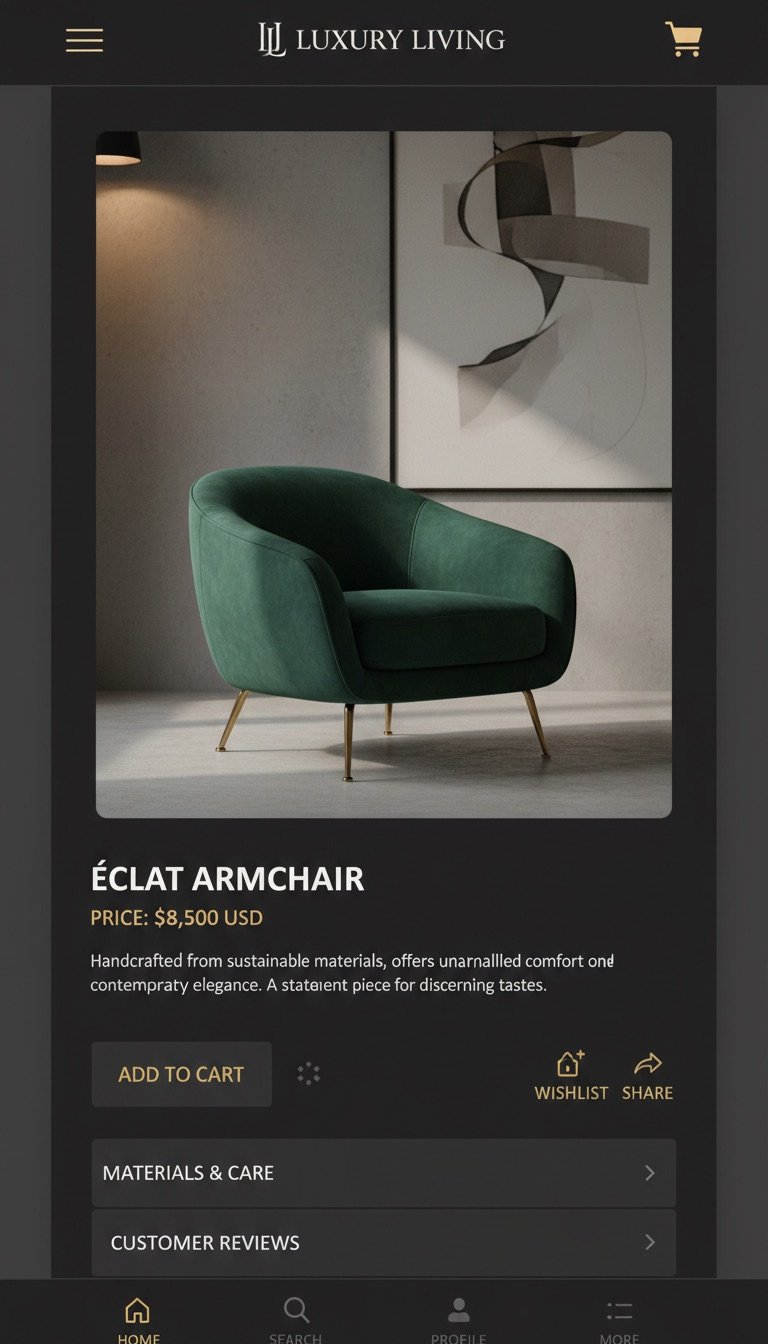 Interior design app interface